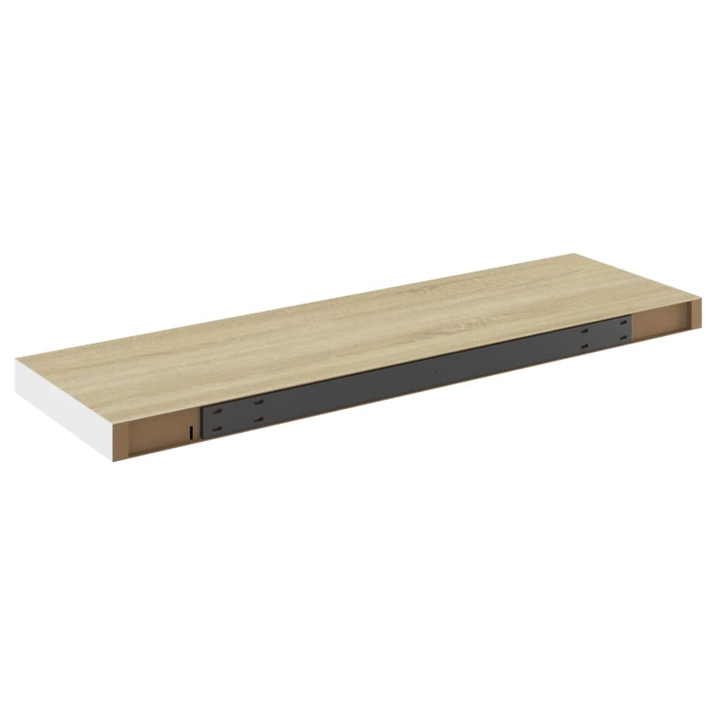 Floating Wall Shelf Oak and White 80x23.5x3.8 cm MDF