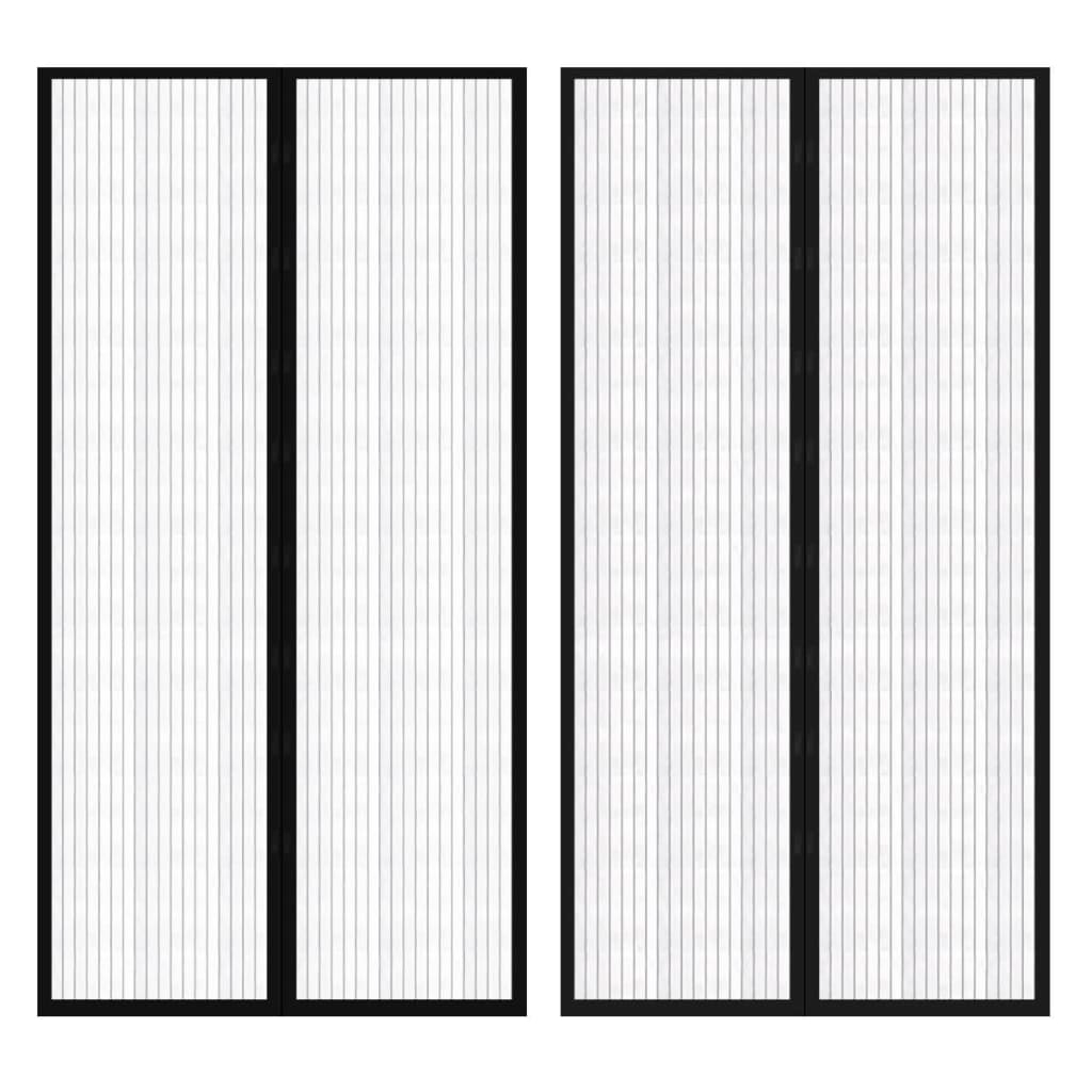 vidaXL Insect Door Curtain 210 x 100 cm 2 pcs Magnet Black