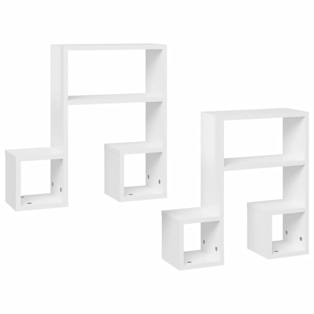 Wall Shelf 2 pcs High Gloss White 50x15x50 cm Engineered Wood