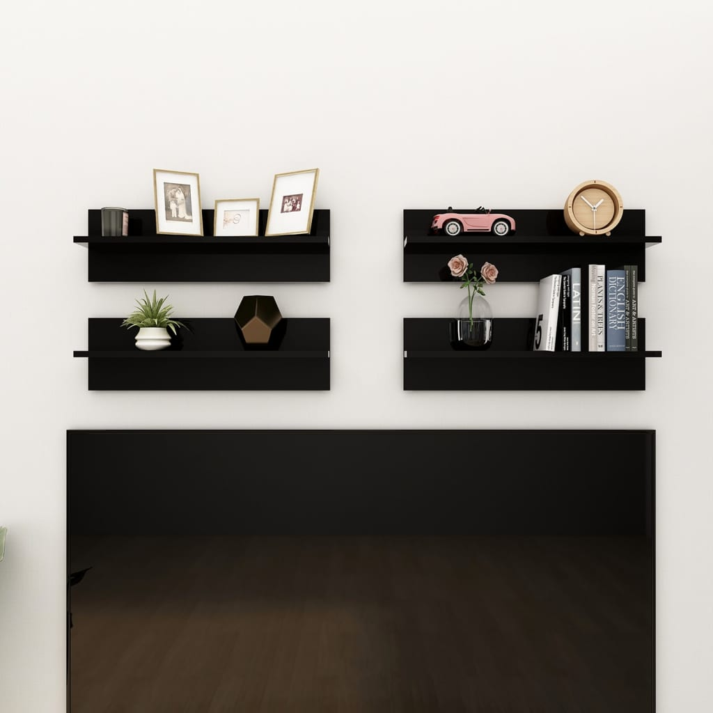 Wall Shelf 2 pcs High Gloss Grey 60x11.5x18 cm Engineered Wood