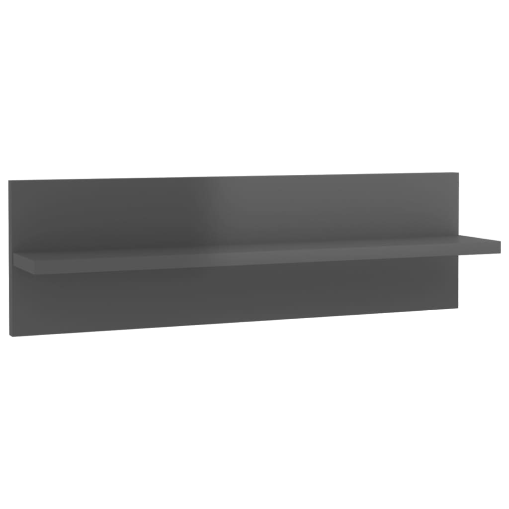 Wall Shelf 2 pcs High Gloss Grey 60x11.5x18 cm Engineered Wood