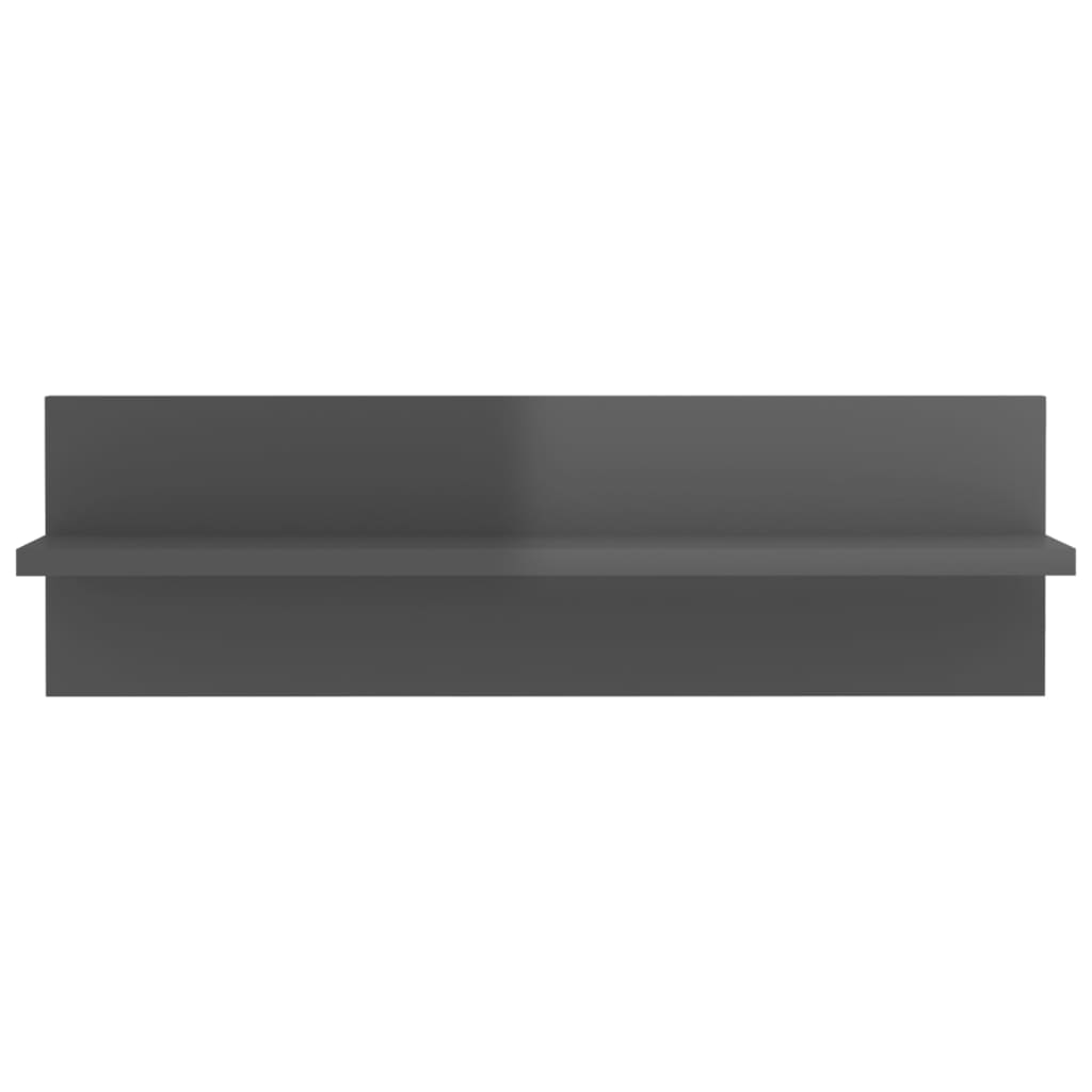 Wall Shelf 2 pcs High Gloss Grey 60x11.5x18 cm Engineered Wood