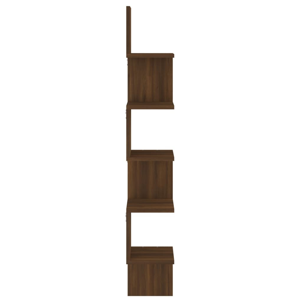 Wall Corner Shelf Brown Oak 20x20x127.5 cm Engineered Wood