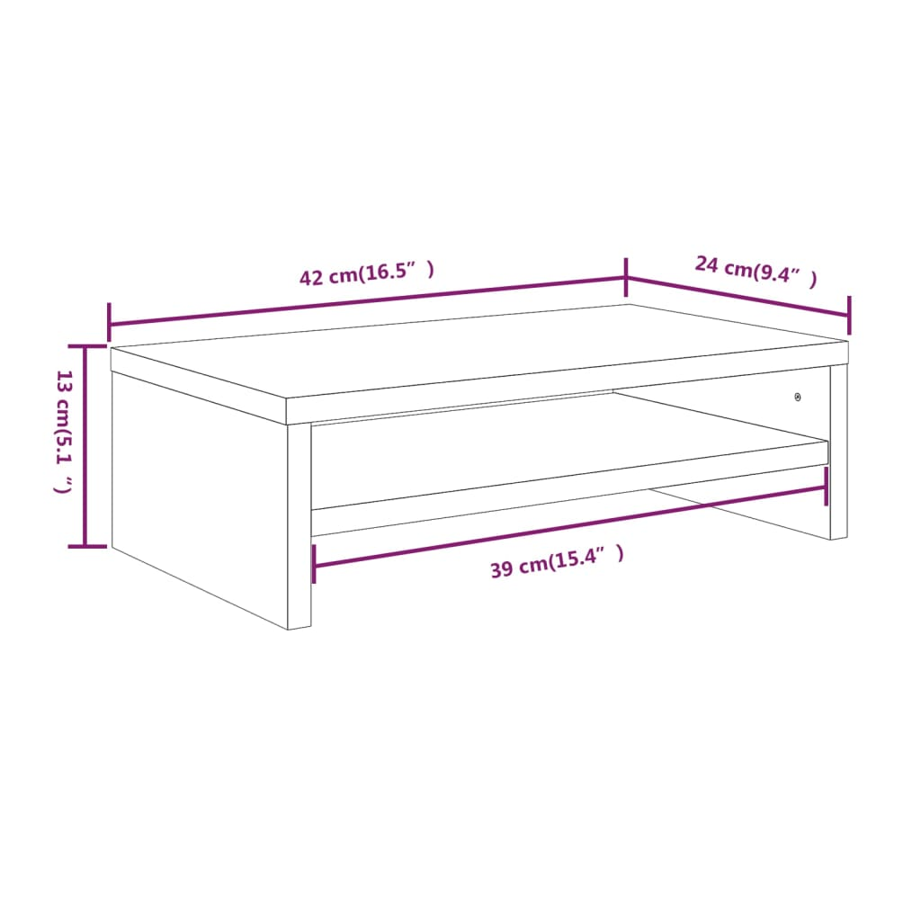 Monitor Stand Brown Oak 42x24x13 cm Engineered Wood