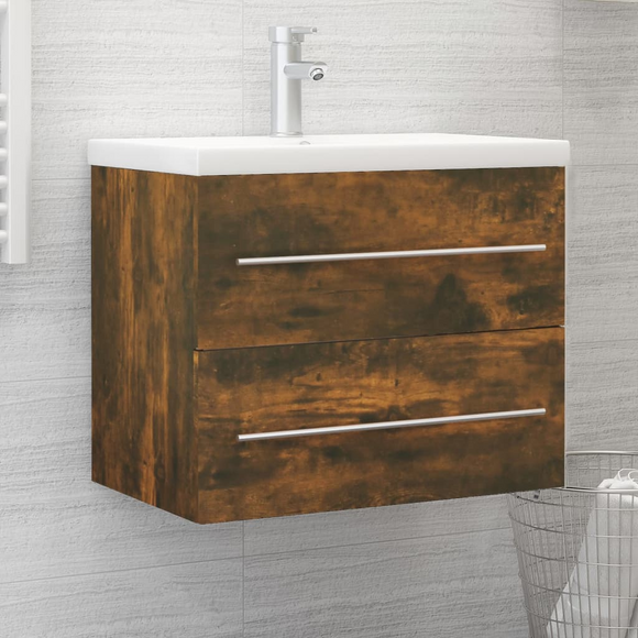 vidaXL Sink Cabinet Smoked Oak 60x38.5x48 cm Engineered Wood