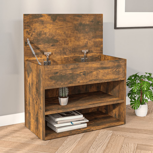 vidaXL Shoe Bench Smoked Oak 60x30x45 cm Engineered Wood