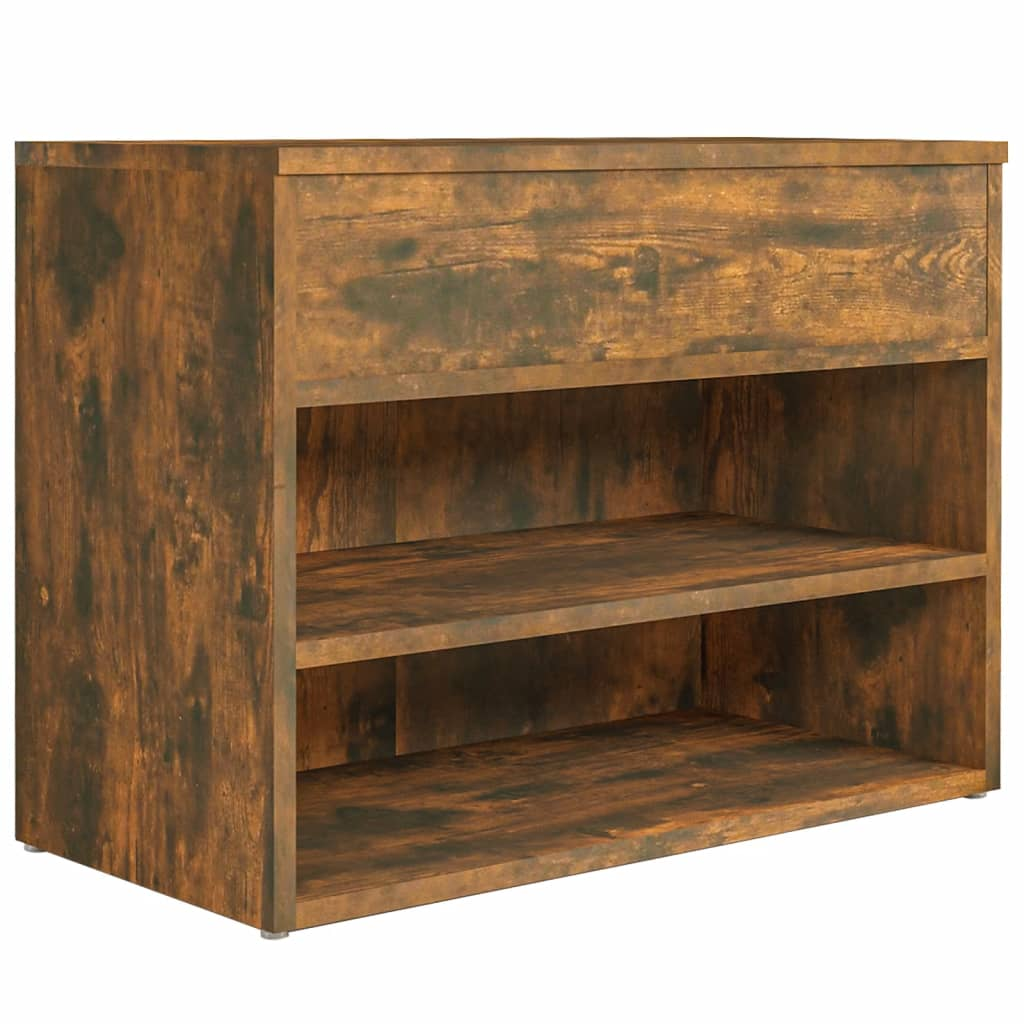 vidaXL Shoe Bench Smoked Oak 60x30x45 cm Engineered Wood