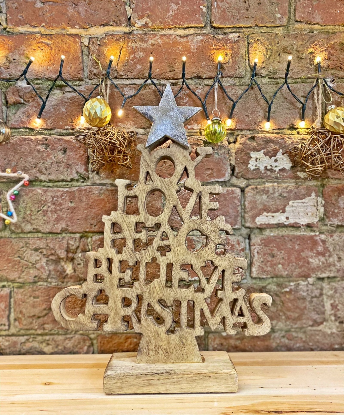 Wooden Christmas Tree Words Ornament 26cm