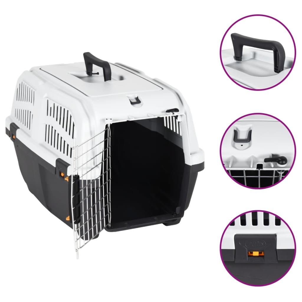 vidaXL Pet Carrier with Metal Door 60x40x39 cm Polypropylene