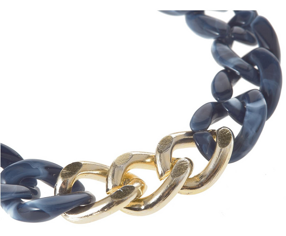 Gemshine bracelet blue curb chain in acetate and Stainless steel. Sustainable - Quality - Made in Germany