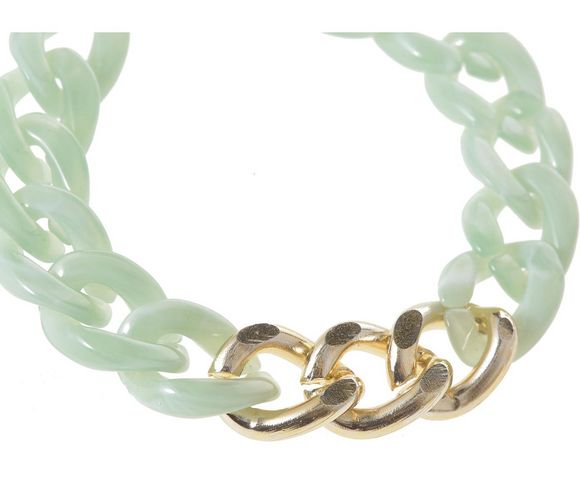 Gemshine bracelet green curb chain in acetate and Stainless steel. Sustainable - Quality - Made in Germany