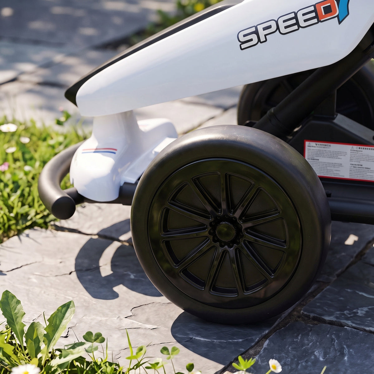 AIYAPLAY 24V Electric Drift Go Kart for Kids with Dual Motors, Soft Start, 12 KM/H High Speed, Headlight, for Ages 6-14, White