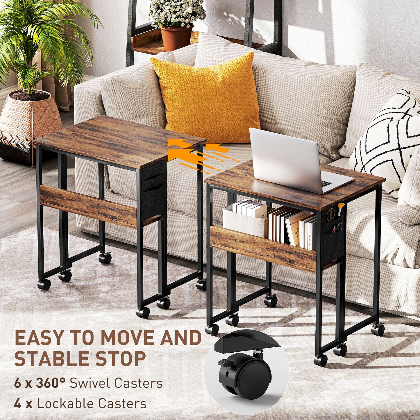 HOMCOM 63 cm Drop Leaf Writing Work Desk - Rustic Brown