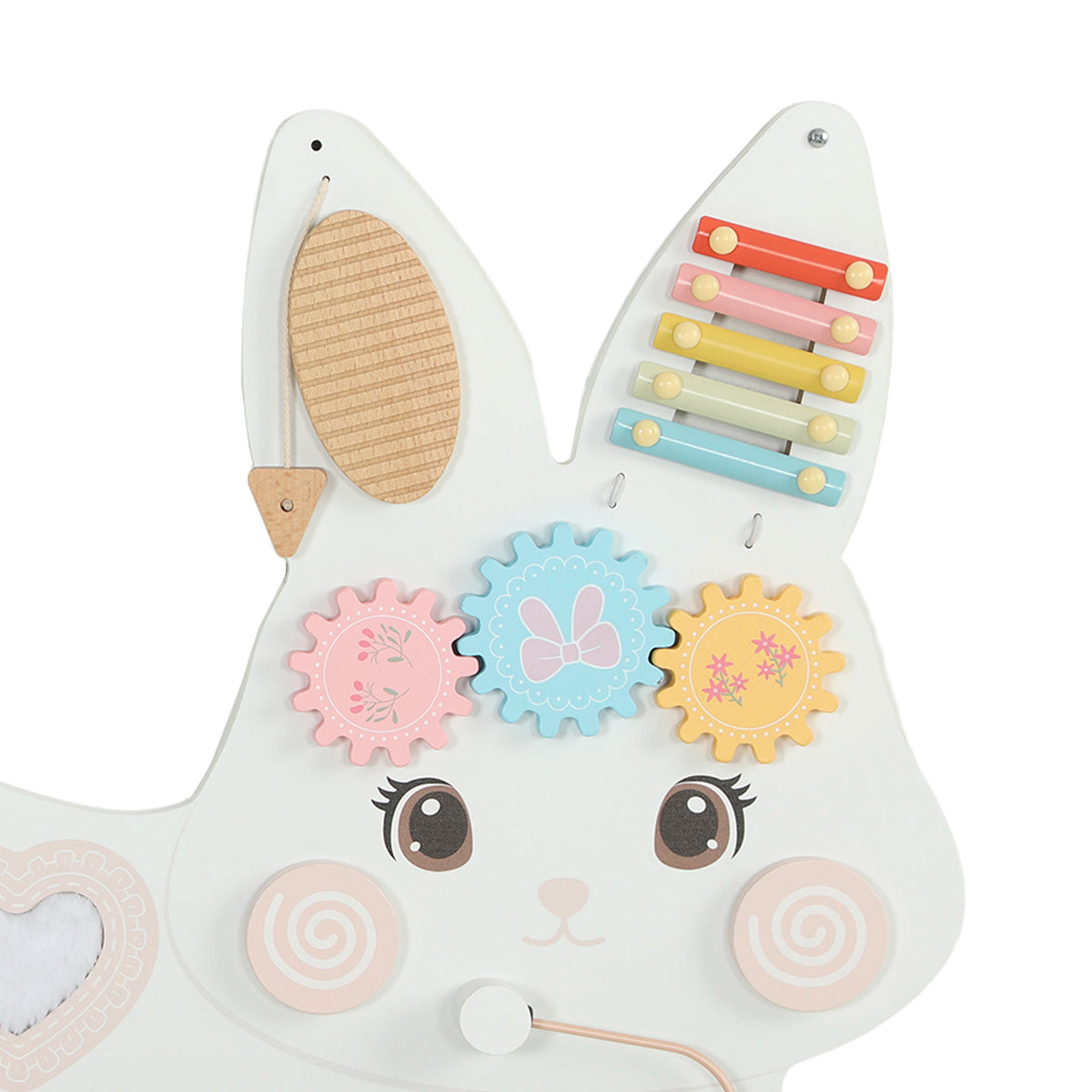 AIYAPLAY Easter Bunny Busy Board Panels, Montessori Wall-Mounted Toddler Learning Activity Centre for Living Room Kids Room White