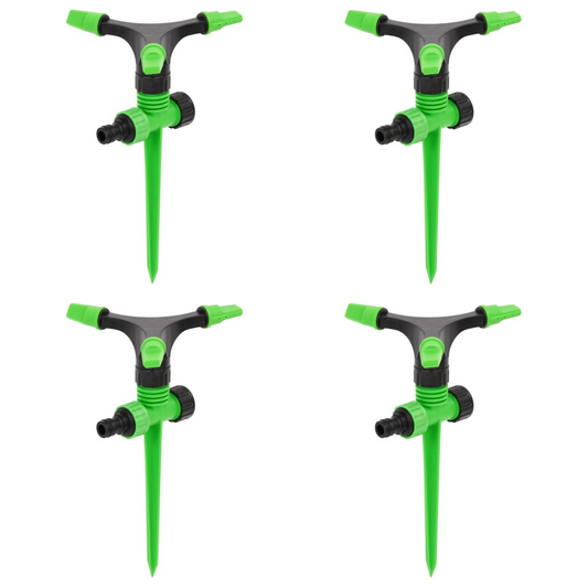 vidaXL Rotating Sprinklers 4 pcs Green and Black 16x13.5x25.5 cm ABS&PP