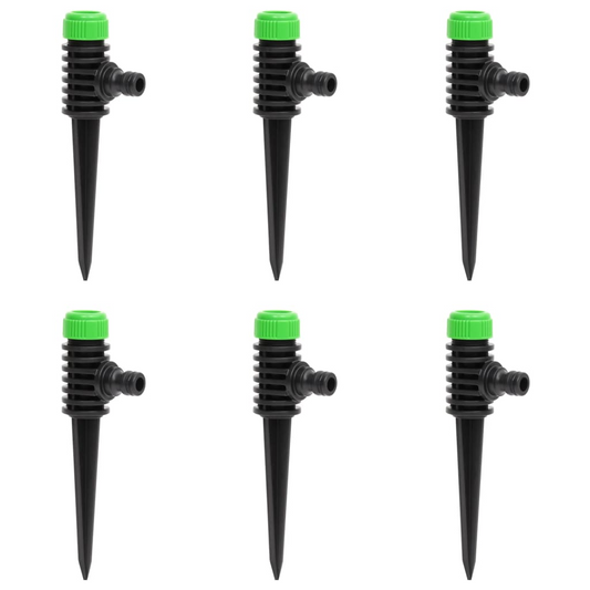 vidaXL Rotating Sprinklers 6 pcs Green and Black 3x6x19.5 cm ABS & PP