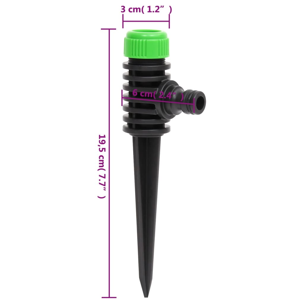 vidaXL Rotating Sprinklers 6 pcs Green and Black 3x6x19.5 cm ABS & PP