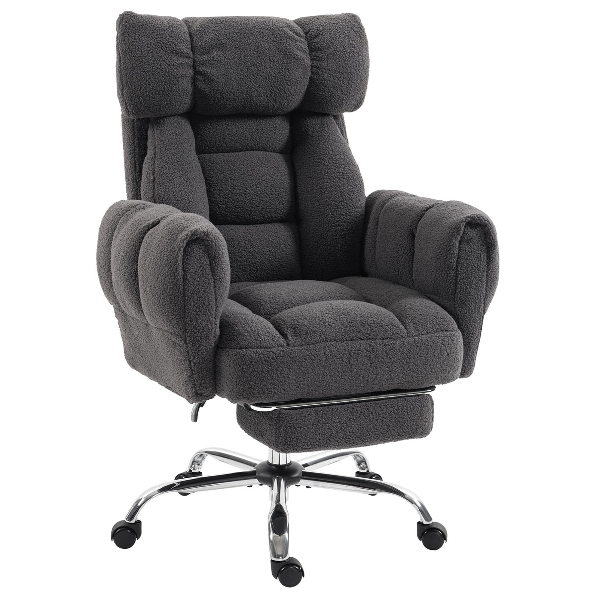HOMCOM Criss Cross Office Chair with Flip-Up Armrests, Reclining Desk Chair with Wide Seat, Footrest, Wheels, Dark Grey Default Title