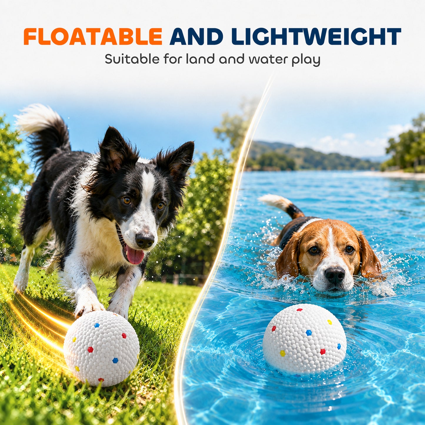 PawHut 6 Pack Dog Balls Toys Fits Aggressive Chewers, Indestructible Teething and Water ETPU Balls for Throw and Fetch