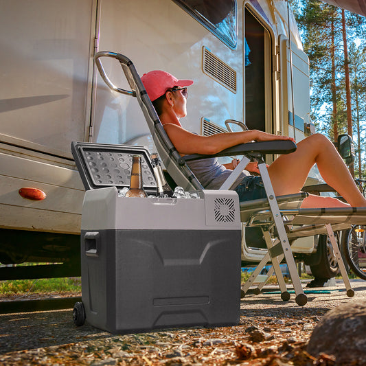 HOMCOM Car Refrigerator, Portable 12/24V 50 Litre Compressor Fridge Freezer, Electric Cooler Box for Camping, Travel, Picnic, Down to -20â„ƒ