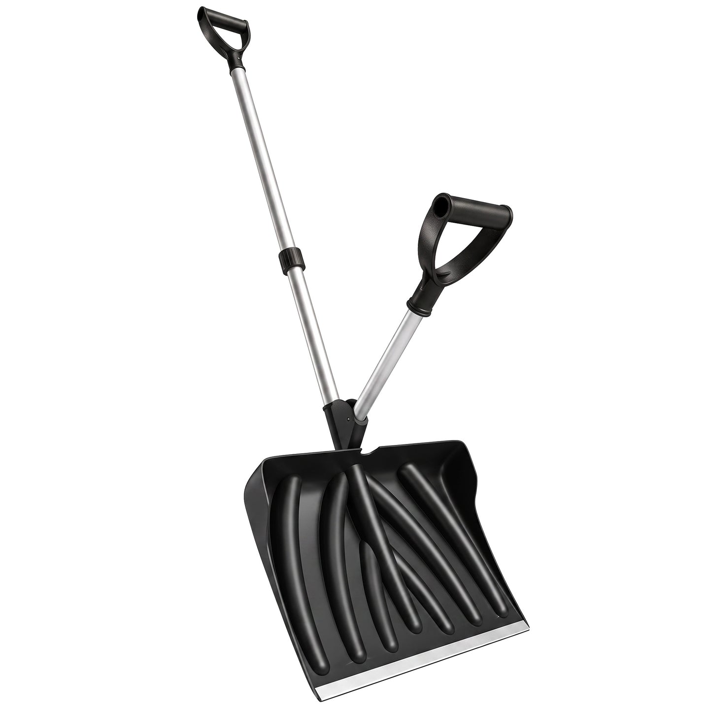 Outsunny Heavy-Duty Snow Shovel with Assist Handle, Portable Snow Pusher with 45cm Wide Blade, Detachable Aluminium Handle