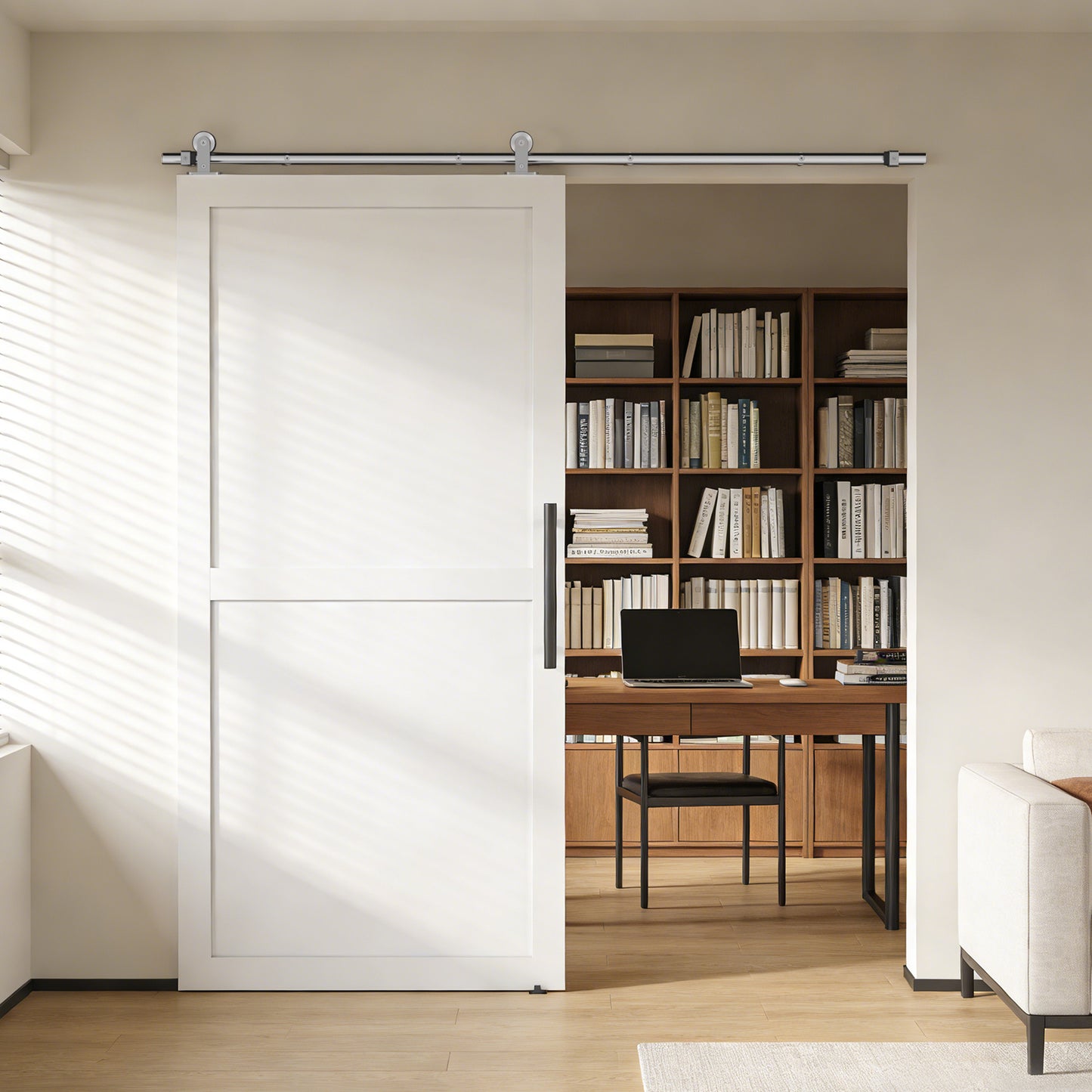 HOMCOM Sliding Door Hardware Kit Smooth Quiet 304 Stainless Steel for 200cm Track Sliver Tone
