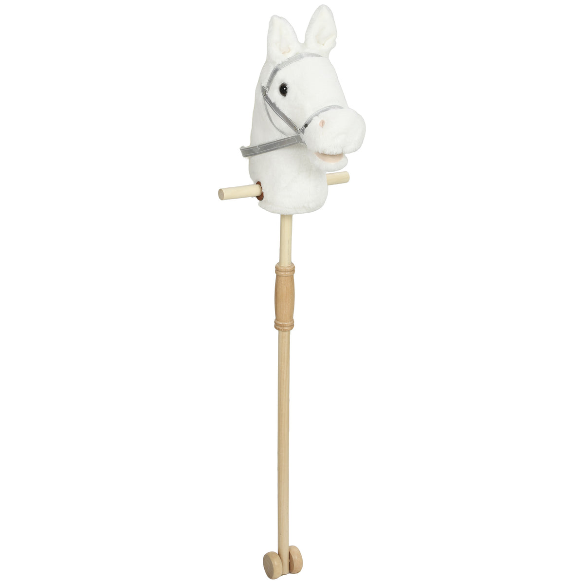 AIYAPLAY Hobby Horse with Wood Wheels, Stick Horse with Grip Handle, Hoofbeats Neighing, Gift for Imaginative Play, 95 cm, White Default Title
