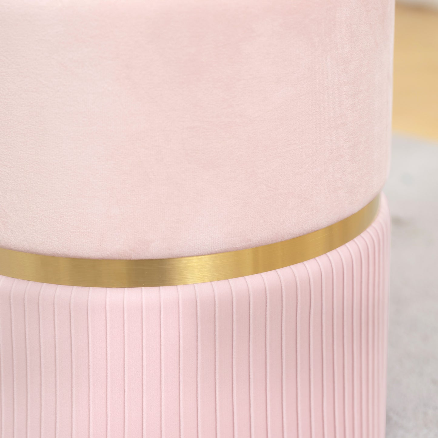 HOMCOM Velvet-Feel Storage Ottoman - Pink