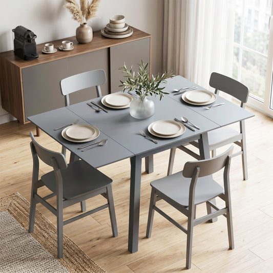HOMCOM Solid Wood Folding Dining Table, Drop Leaf Table for 2-4 People, Rectangle Kitchen Table