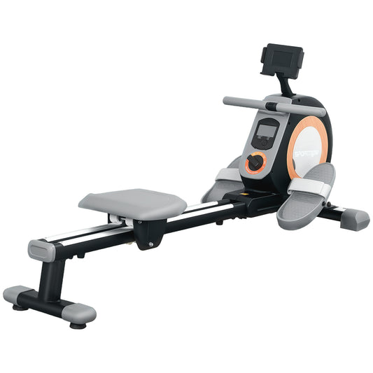SPORTNOW Rowing Machine, 16-Level Magnetic Rower Machine with LCD Monitor and Phone Holder, Black