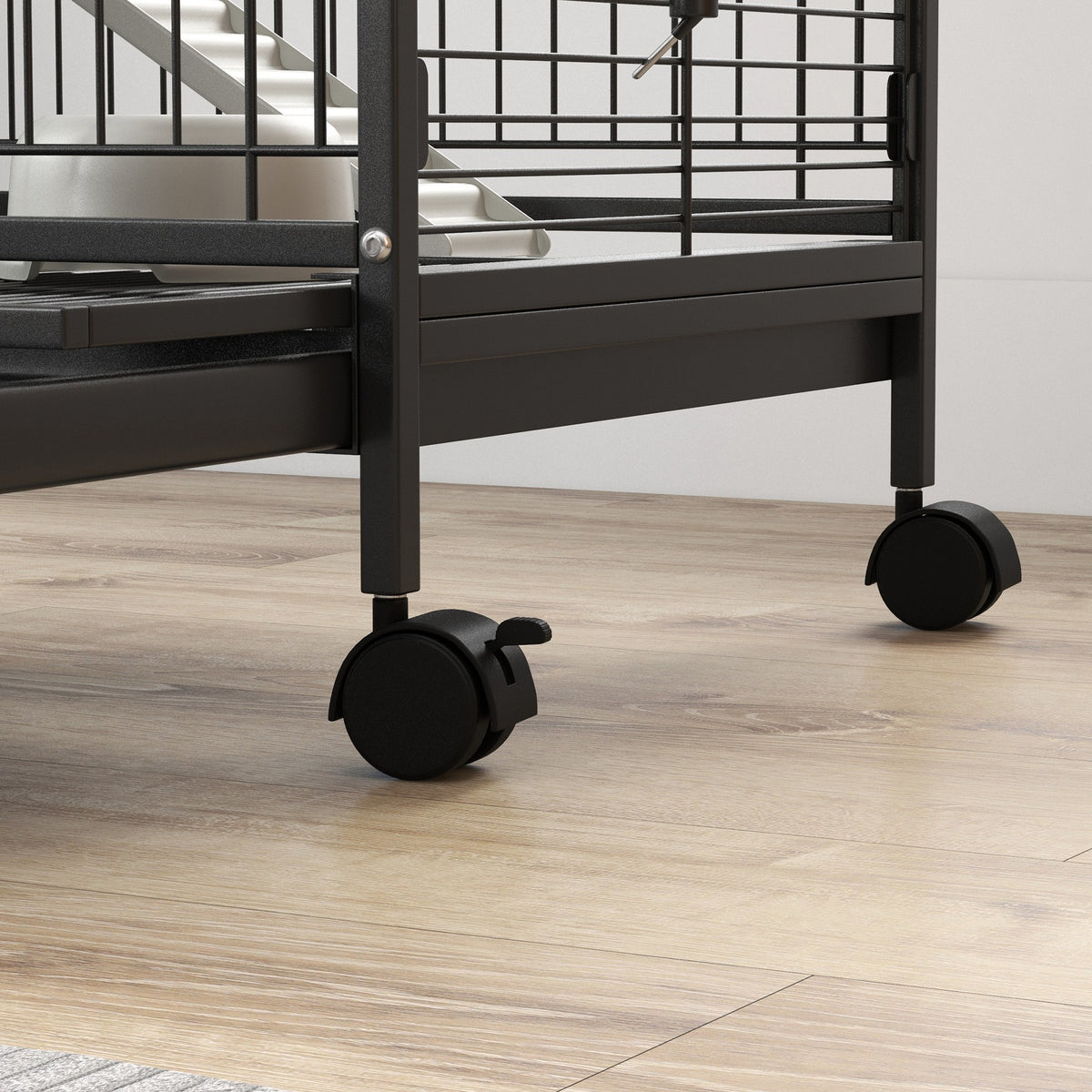 PawHut 4 Levels Removable Small Animal Cage, 95cm - Black