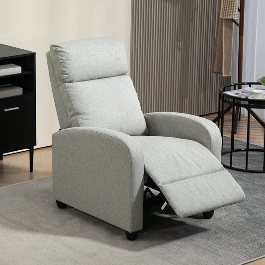 HOMCOM Push Back Recliner Armchair, with Footrest - Grey