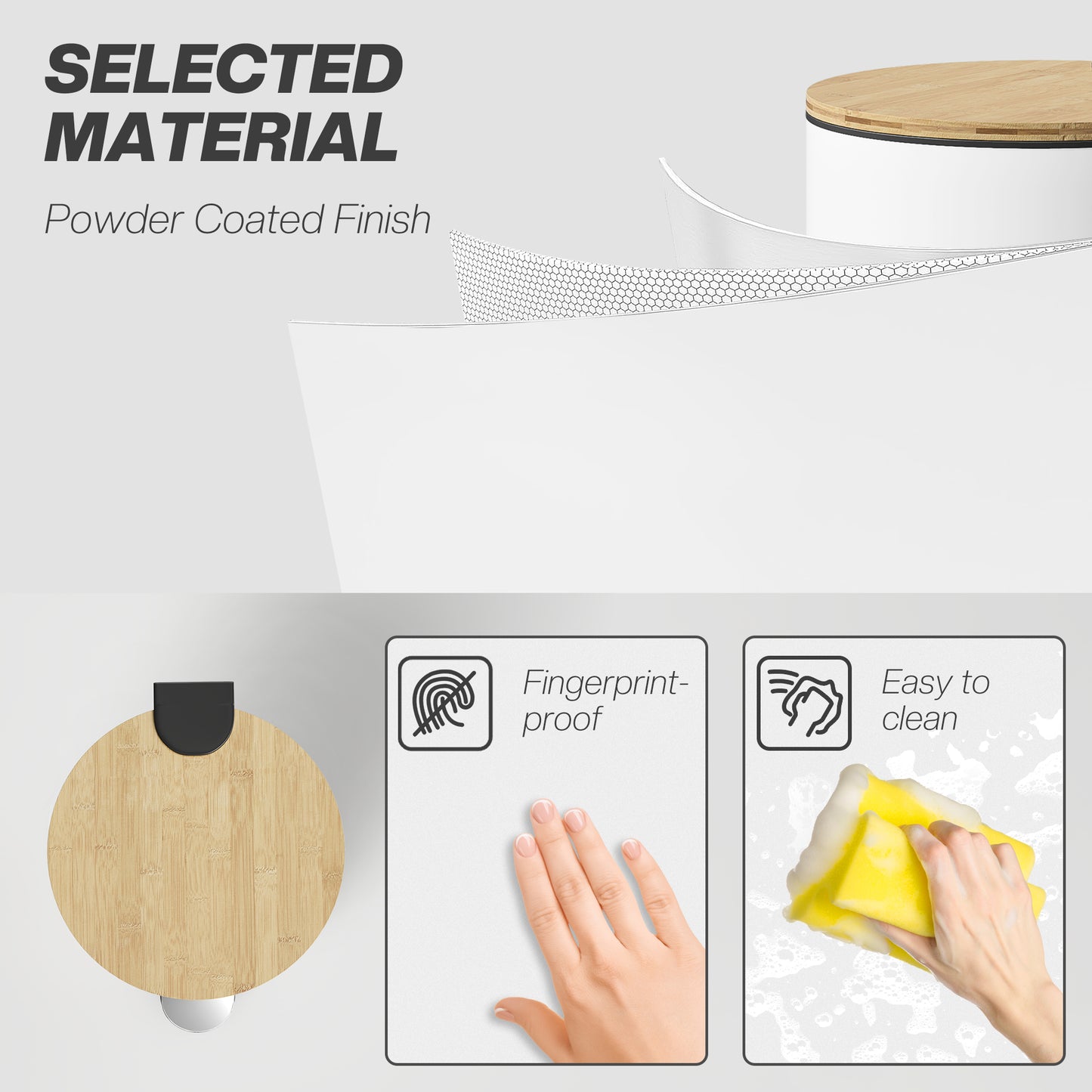 HOMCOM Kitchen Bin, 30 Litre Pedal Rubbish Bin with Removable Bucket, White and Natural