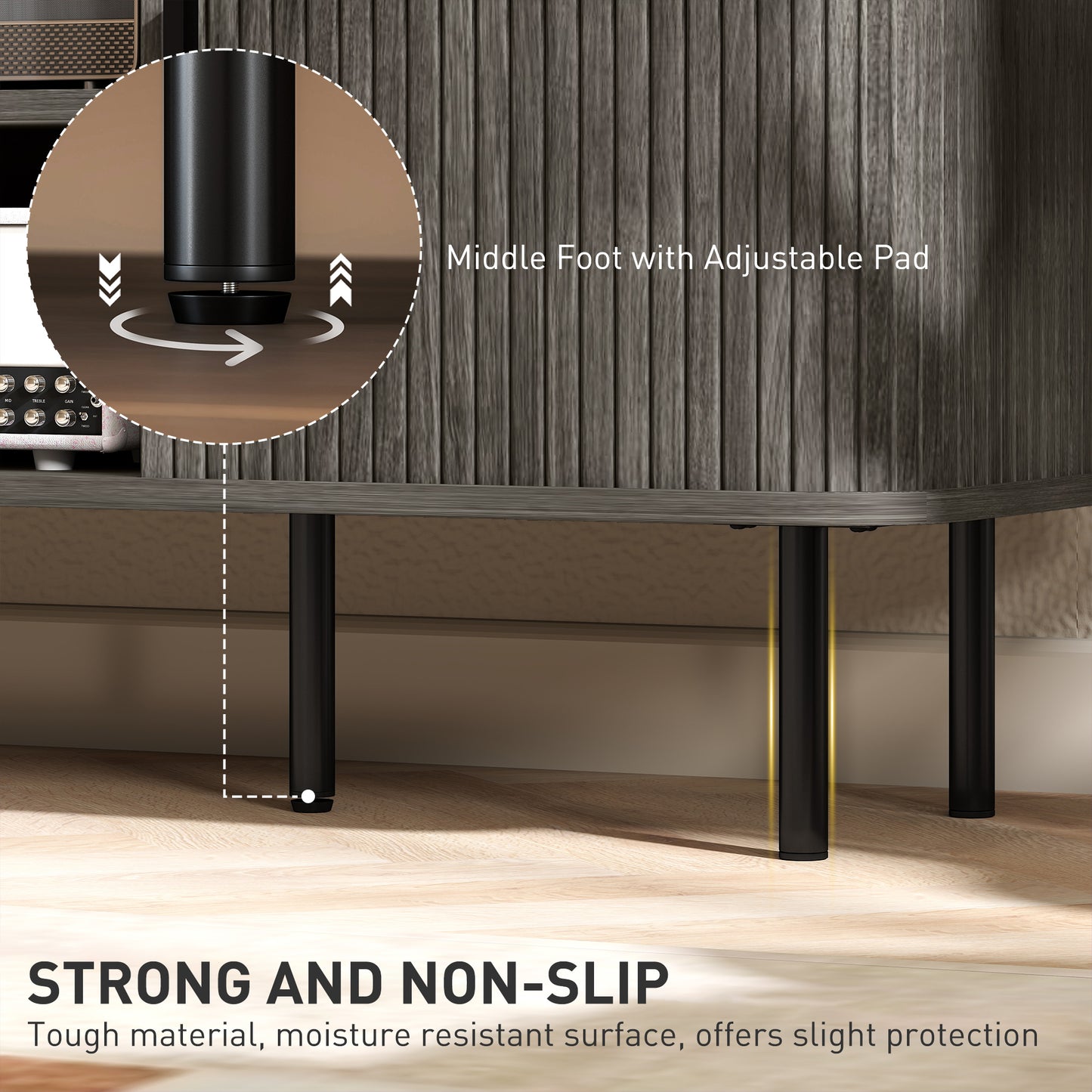 HOMCOM TV Stand Cabinet for TVs up to 55 Inches, TV Unit with Storage Shelves and Cupboard for Living Room, Grey