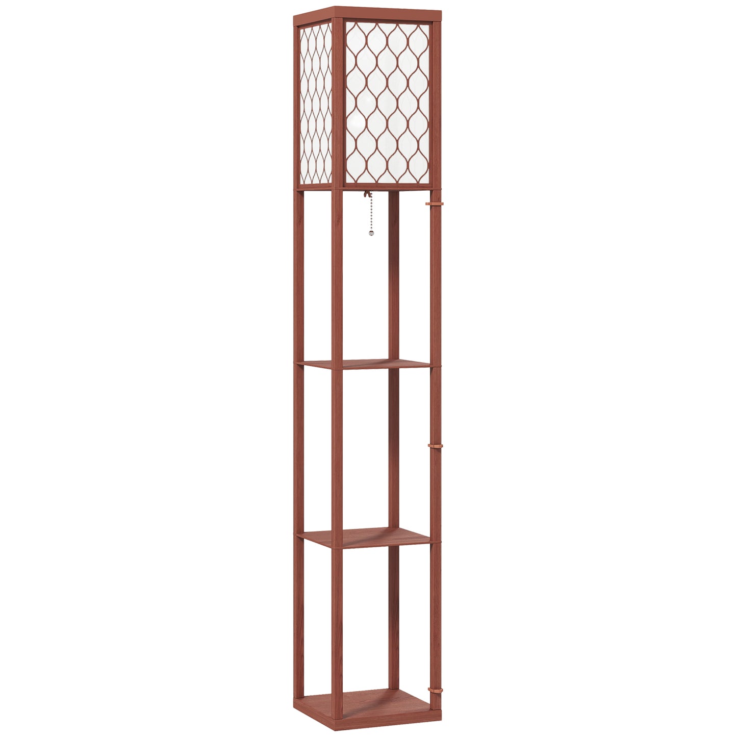 HOMCOM Three-Shelf Standing Lamp - Brown/White