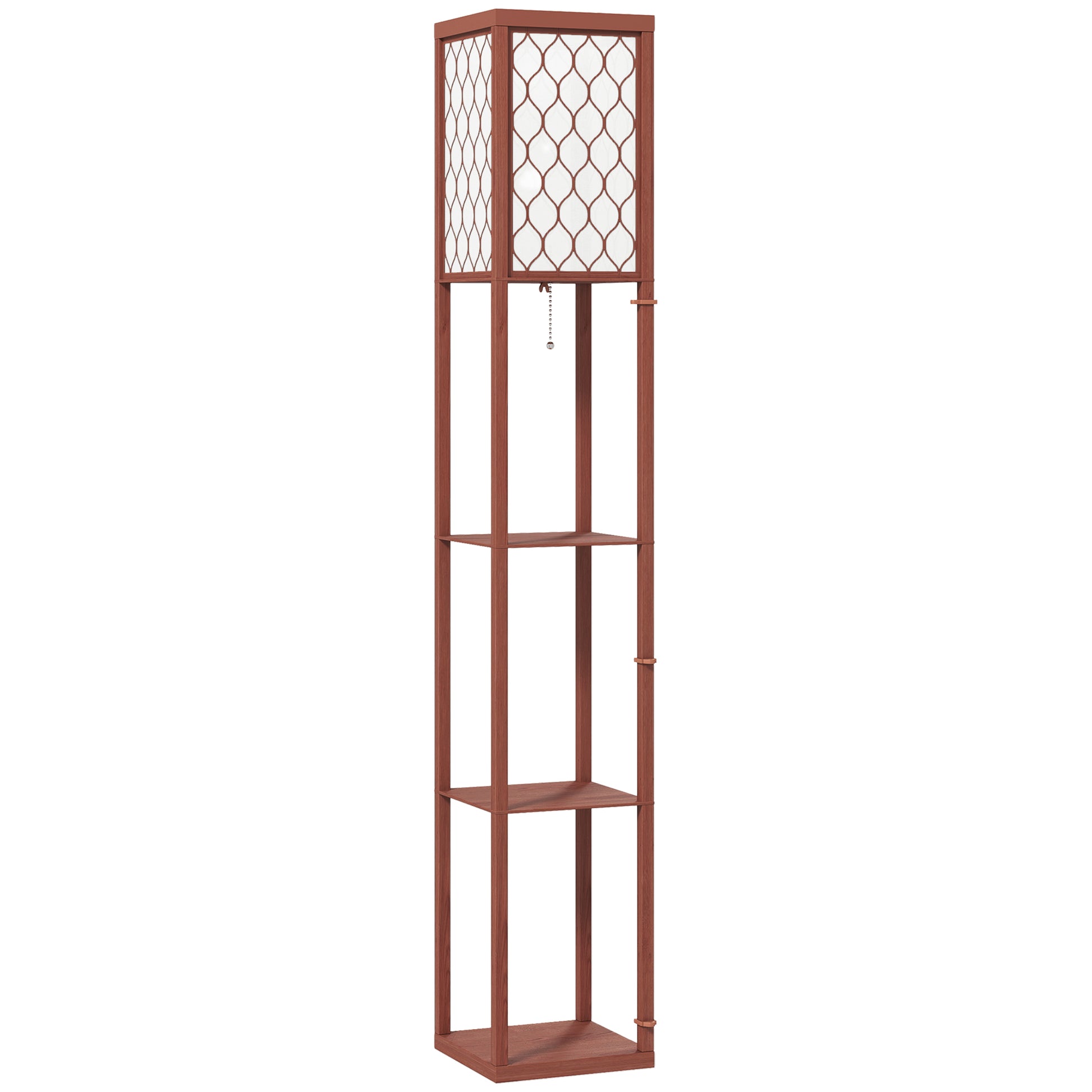 HOMCOM Three-Shelf Standing Lamp - Brown/White