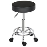 Mobile Round Stool For Salon Barber With Casters Wheels - Black