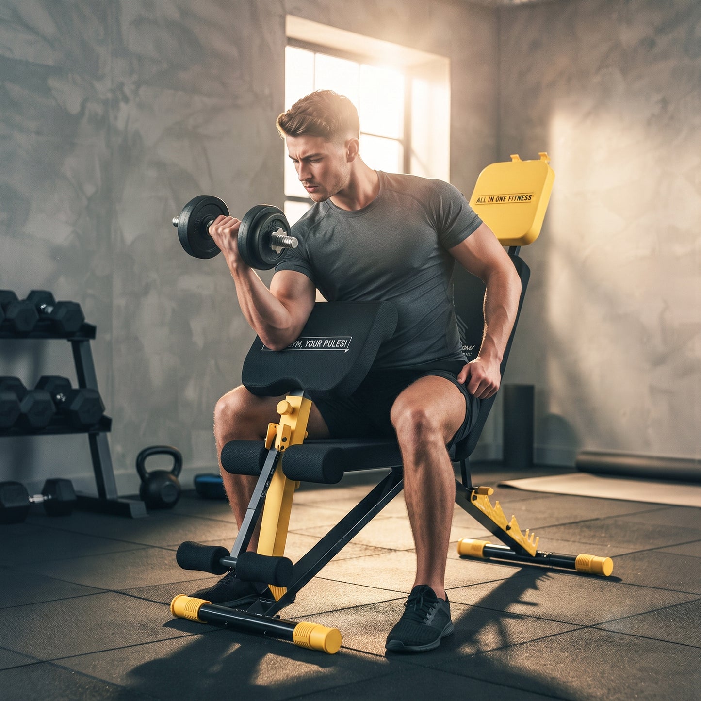 SPORTNOW Adjustable Weight Bench for Home Gym, 300kg Incline Decline Flat Foldable Bench Press with 7 Backrest Positions, Yellow