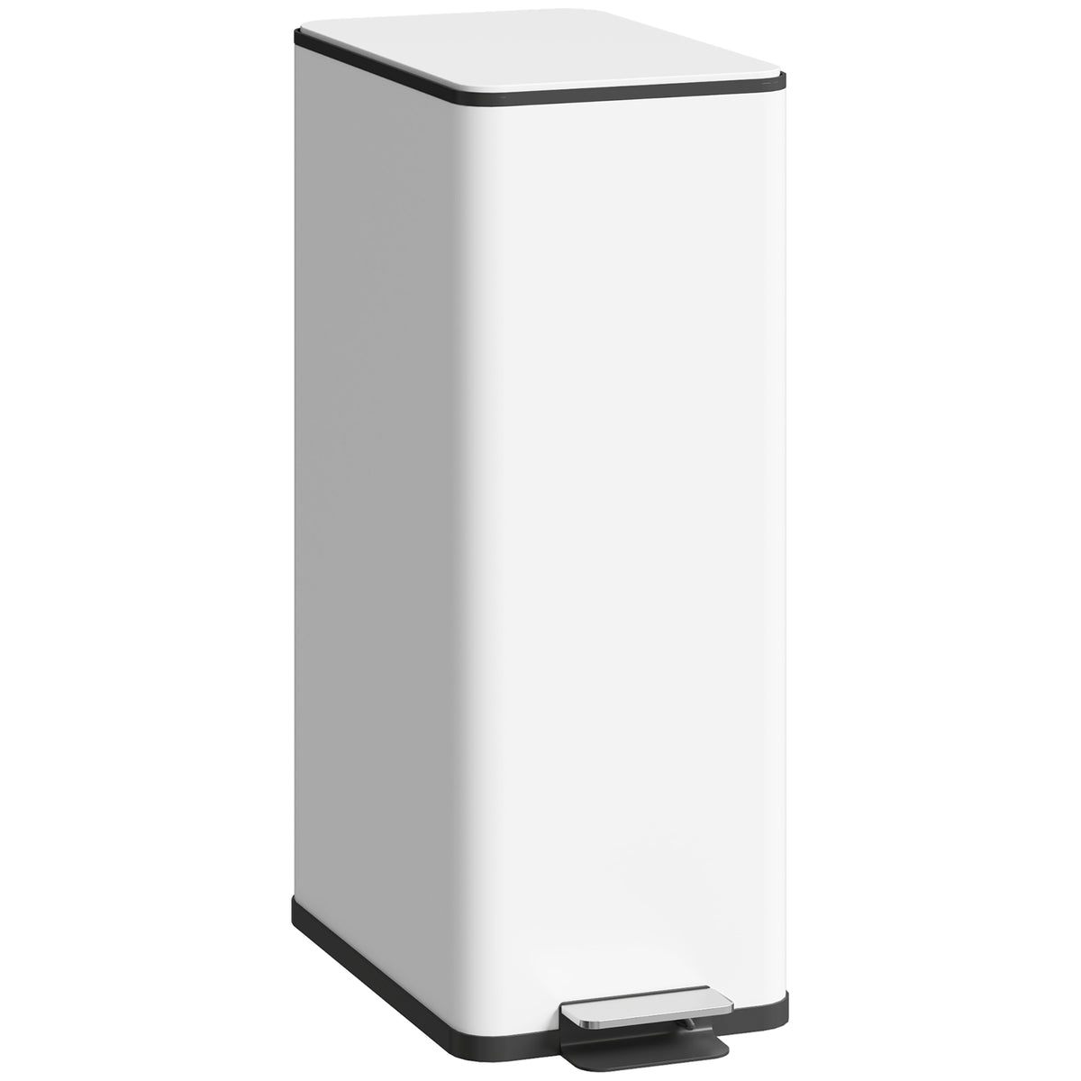 HOMCOM 20L Kitchen Pedal Bin, Slim Stainless Steel Rubbish Bin, Removable Inner Bucket, Soft-Close and Stay-Open Lid, White Default Title