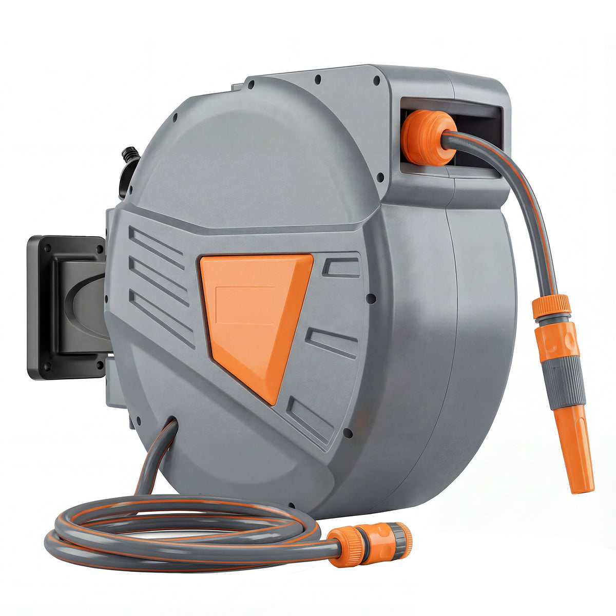 Outsunny Retractable Hose Reel Wall Mounted, 20+1.6m Garden Hose Pipe Reel with Auto Retraction, Self-Locking, Orange Default Title