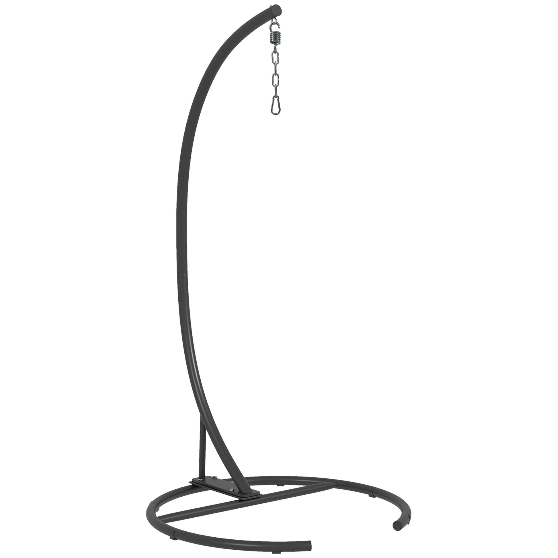 Outsunny Hanging Hammock Chair Stand with Round Base, C Hanging Swing Stand Frame for Swing/Egg/Hammock Chair, Indoor & Outdoor, Heavy Duty 330 lbs, Black