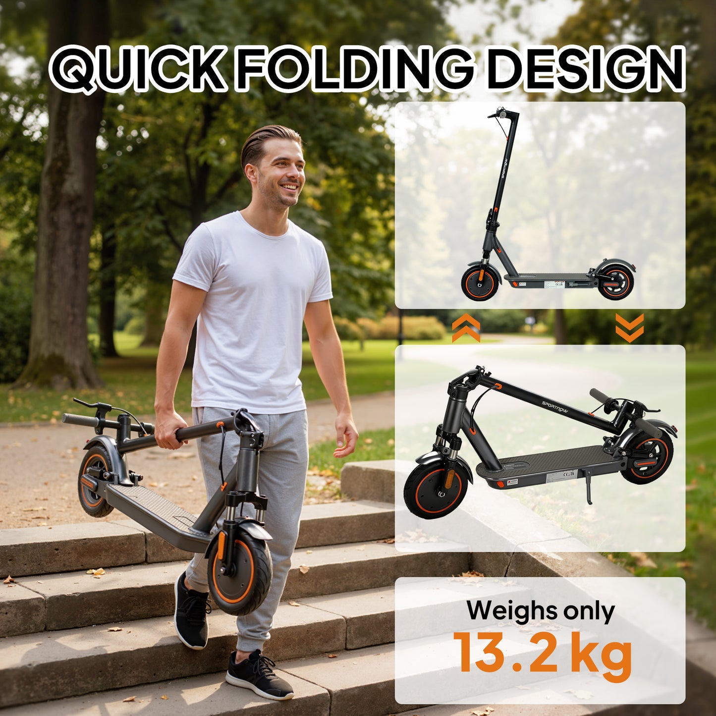 SPORTNOW Foldable Electric Scooter with 350W Motor, Up to 25km/h