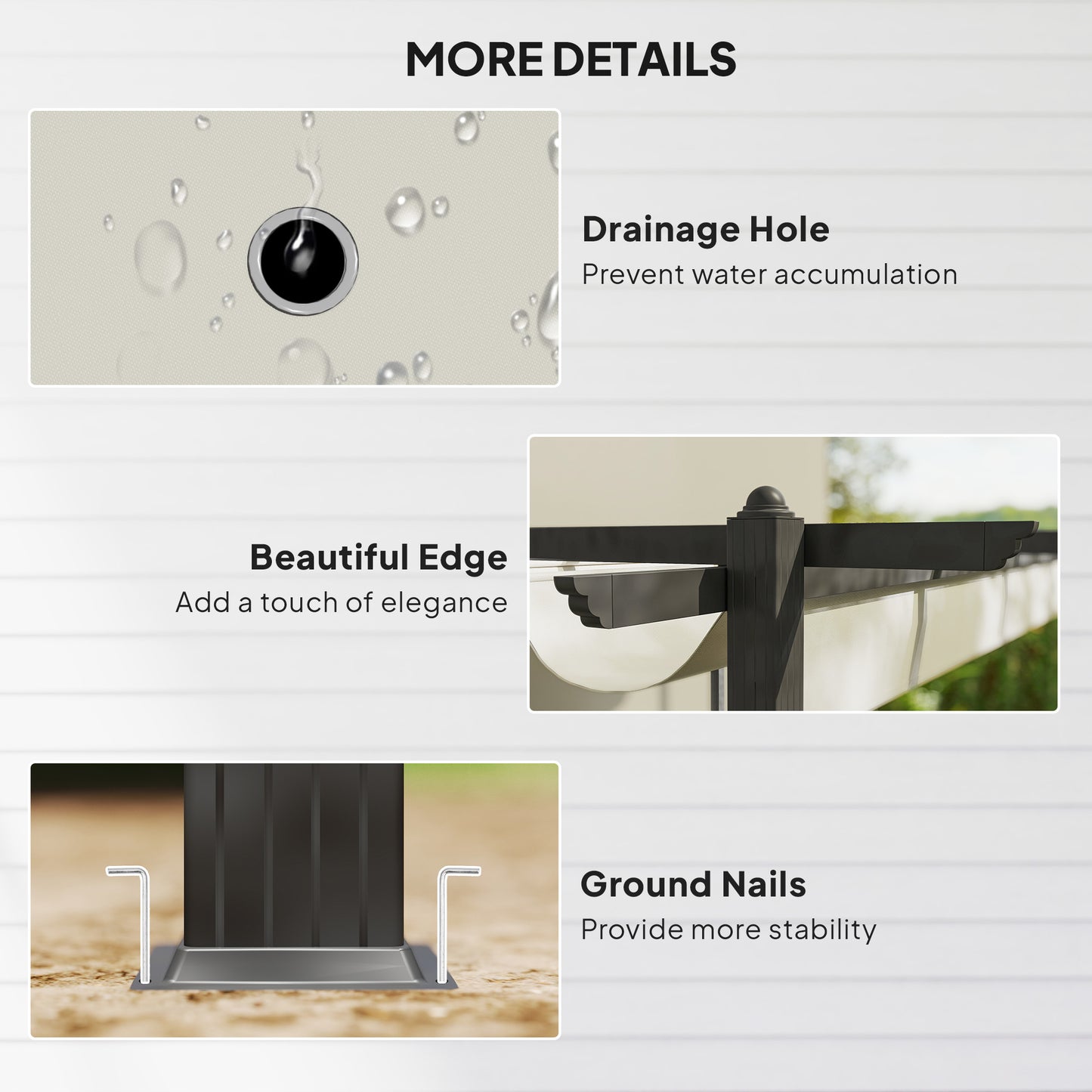 Outsunny 4 x 3(m) Aluminium Pergola with Retractable Roof, Garden Gazebo Canopy Shelter for Outdoor, Patio, Cream White