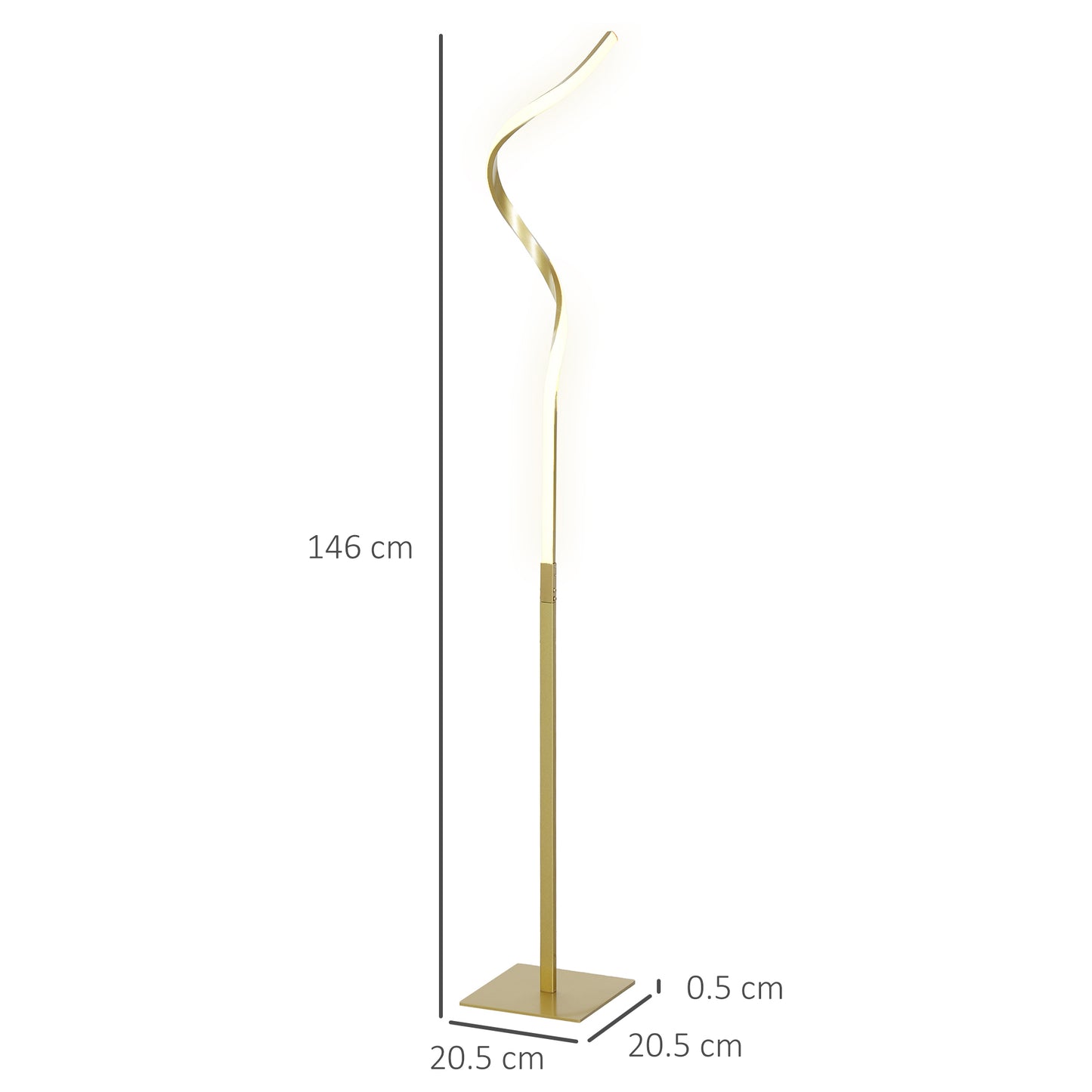 HOMCOM LED Floor Lamp with 3 Adjustable Brightness, Modern Dimmable Standing Lamp with Foot Switch for Bedroom, Living Room, Gold Tone