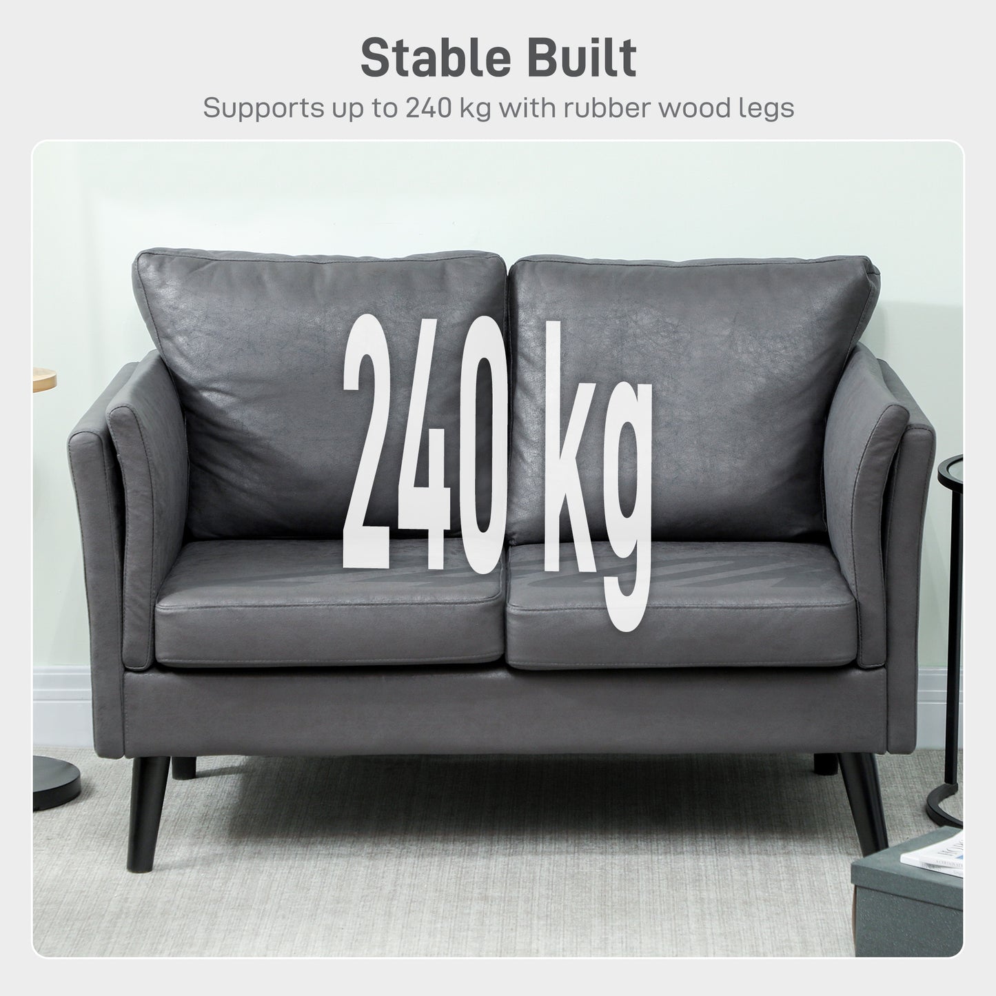 HOMCOM Two-Seater Leathaire Sofa - Grey