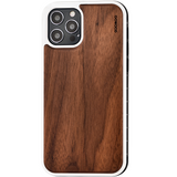 iPhone 12 and iPhone 12 Pro wood case walnut backside with TPU bumper and white PC