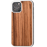 iPhone 12 and iPhone 12 Pro wood case zebra backside with TPU bumper and white PC