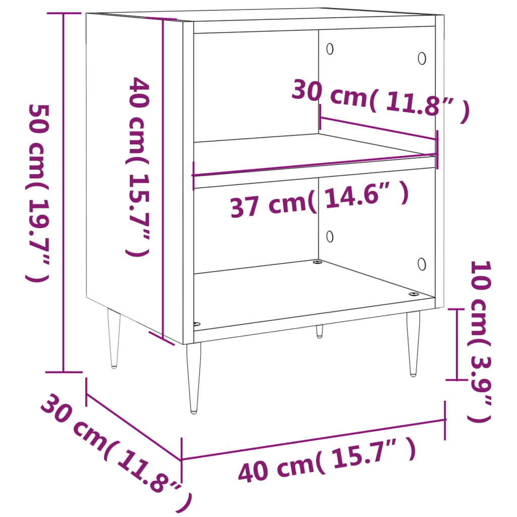 Bedside Cabinet Smoked Oak 40x30x50 cm Engineered Wood