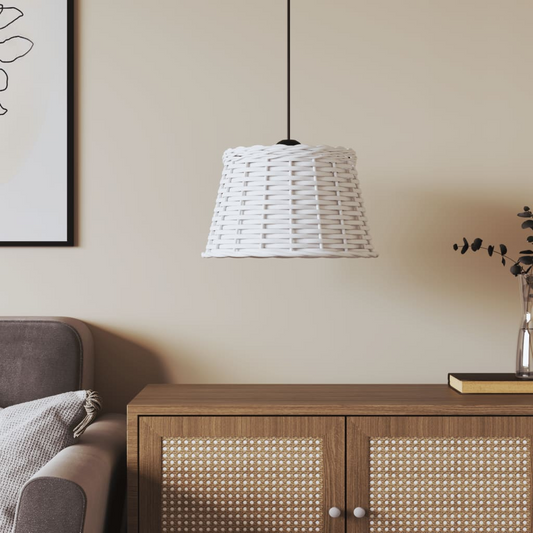 vidaXL Ceiling Lamp Shade White Ø38x23 cm Wicker