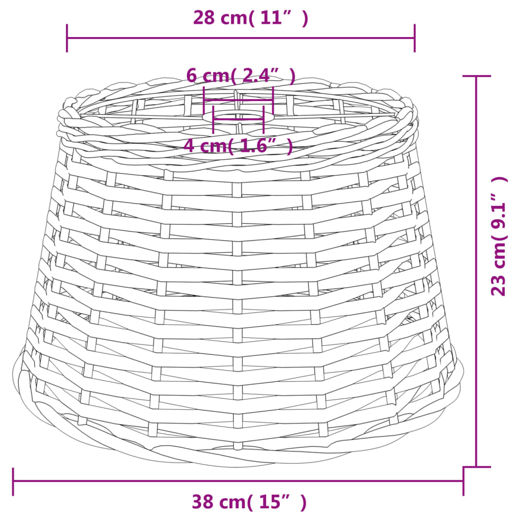 vidaXL Ceiling Lamp Shade White Ø38x23 cm Wicker
